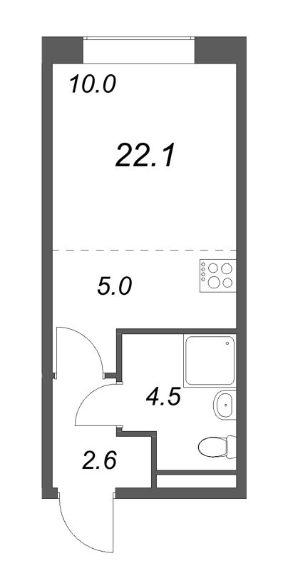 Студия 22,1 м²
