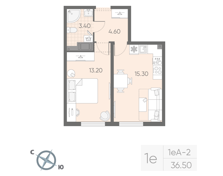 2 ккв (Евро) 36,5 м²