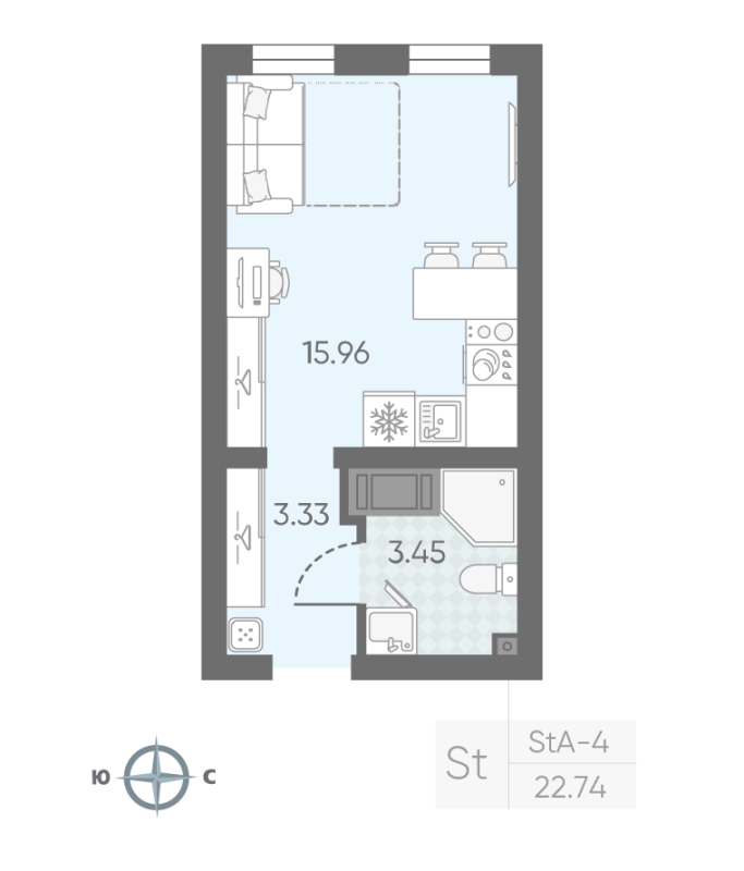 Студия 22,4 м²