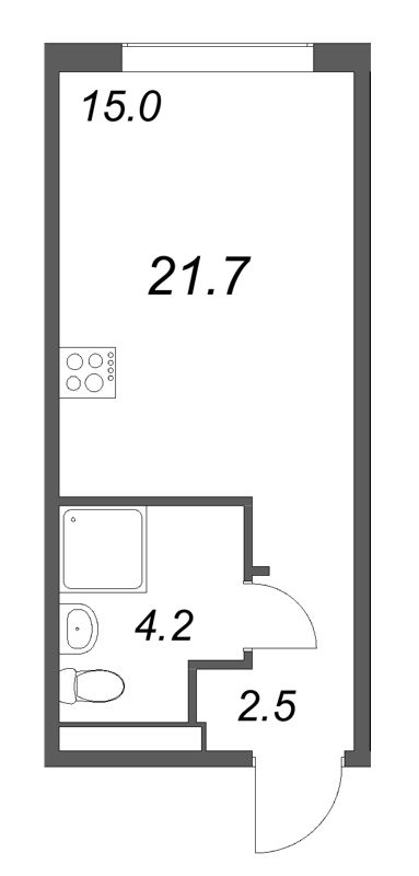 Студия 21,7 м²