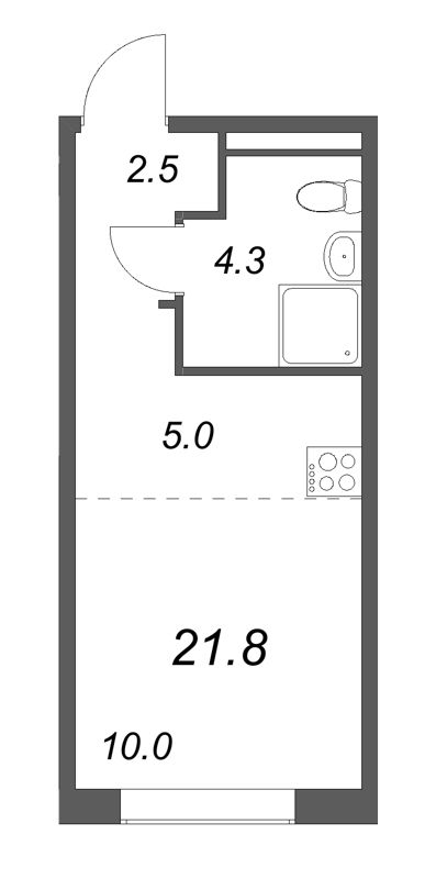 Студия 21,8 м²