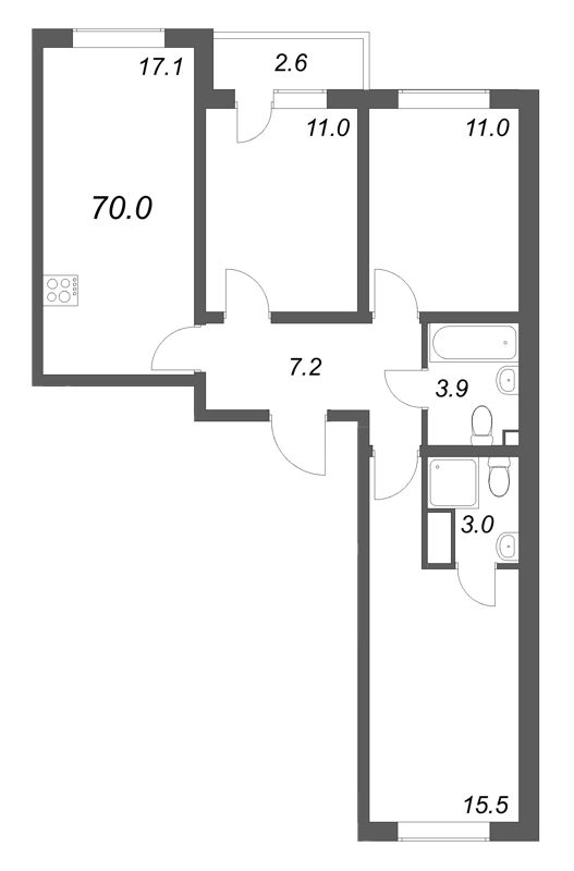 4 ккв (Евро) 70 м²