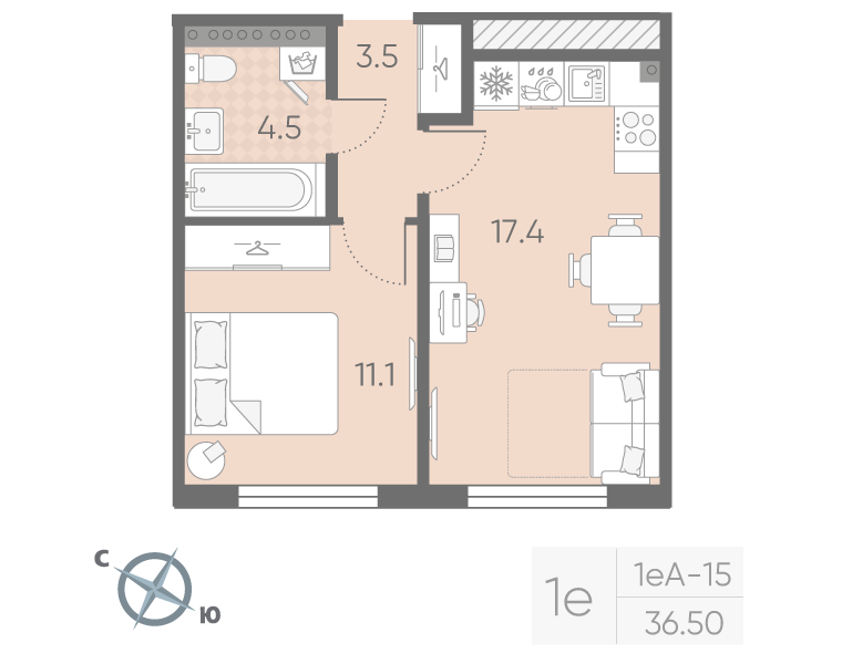 2 ккв (Евро) 36,5 м²