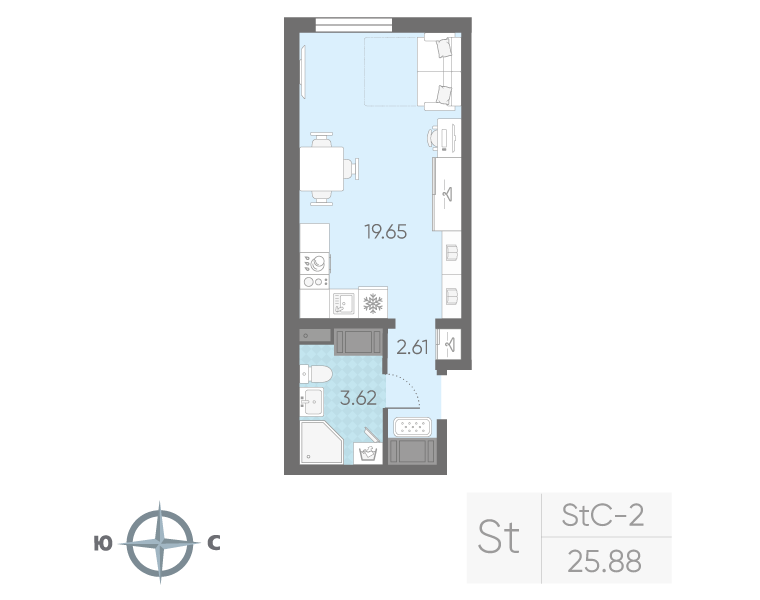 Студия 25,9 м²