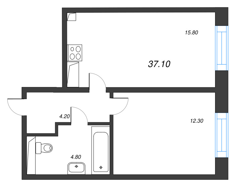 2 ккв (Евро) 37,1 м²