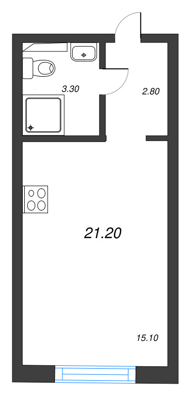Студия 21,2 м²