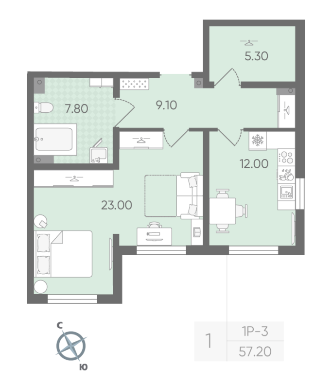 1 ккв 55,2 м²
