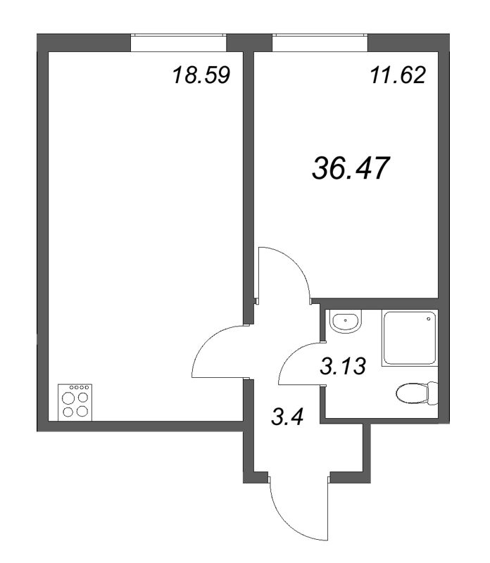 2 ккв (Евро) 36,5 м²