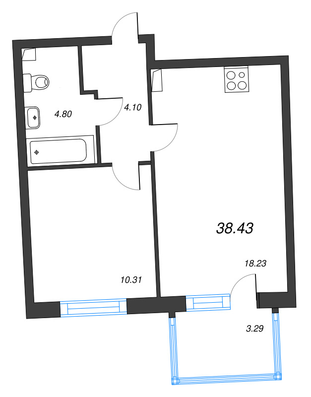 2 ккв (Евро) 38,4 м²