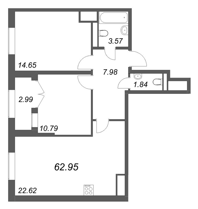 3 ккв (Евро) 63 м²