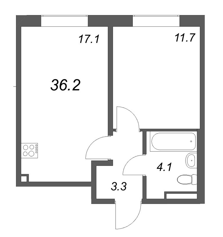 2 ккв (Евро) 36,2 м²
