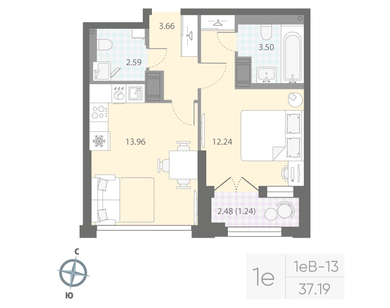 1 ккв 37,2 м²