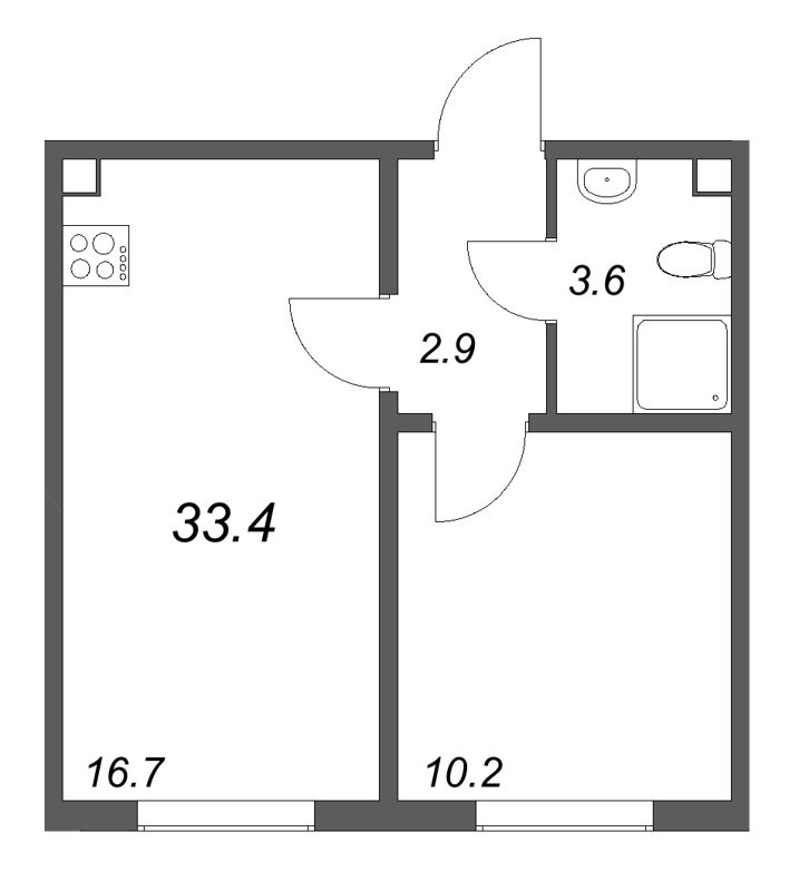 2 ккв (Евро) 33,5 м²
