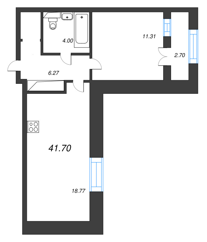 2 ккв (Евро) 41,7 м²