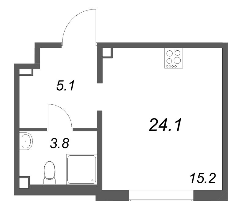 Студия 24,1 м²
