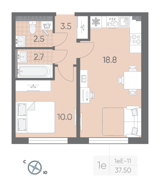 2 ккв (Евро) 37,5 м²