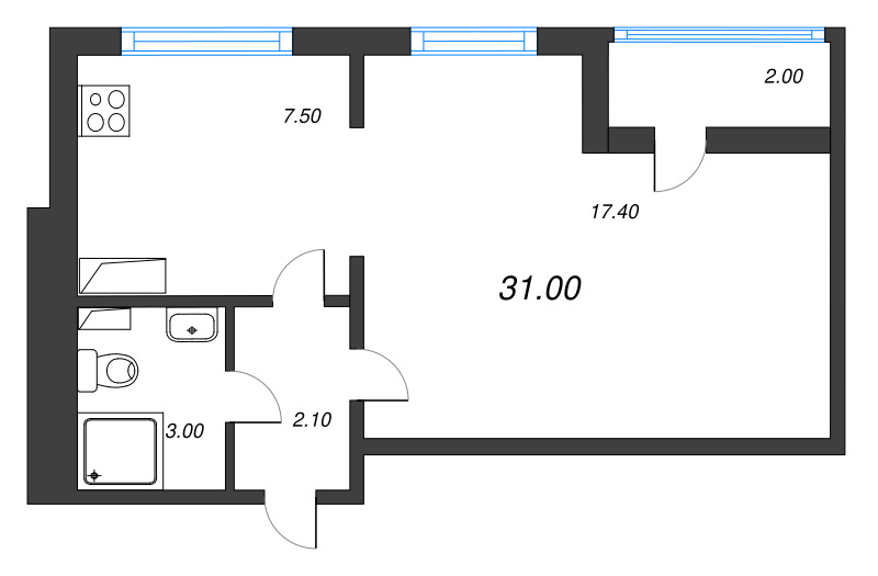 1 ккв 31,1 м²