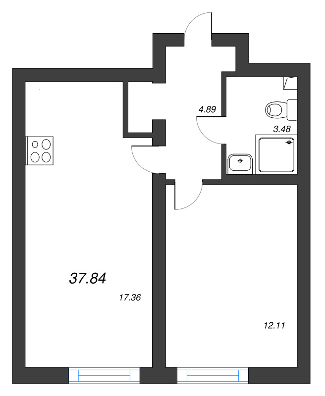 2 ккв (Евро) 37,8 м²