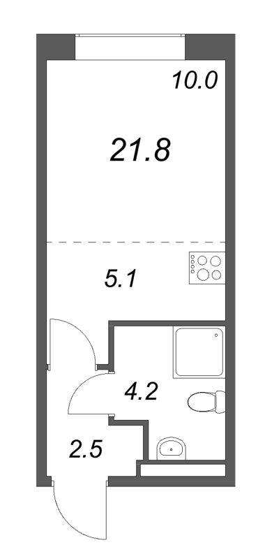 Студия 21,8 м²