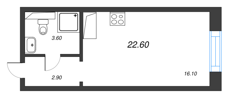 Студия 22,6 м²