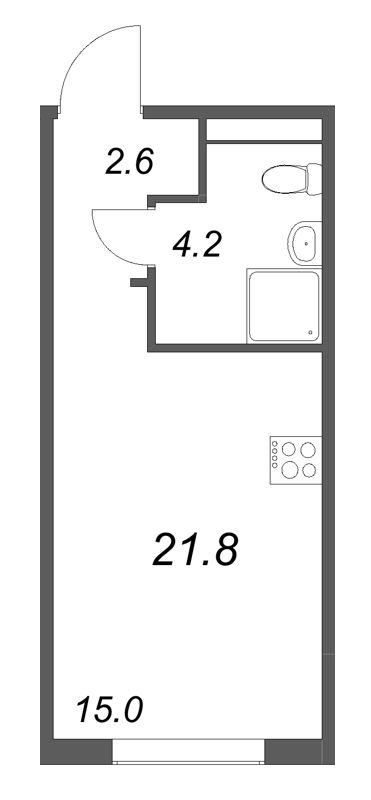 Студия 21,8 м²