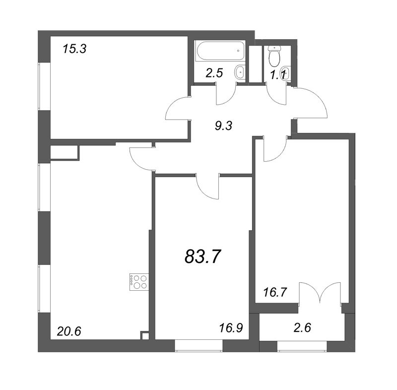 4 ккв (Евро) 83 м²