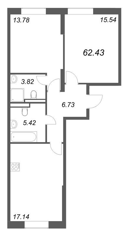 3 ккв (Евро) 62,4 м²