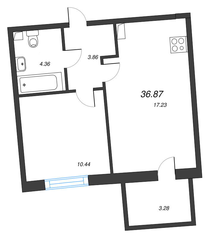 2 ккв (Евро) 36,9 м²