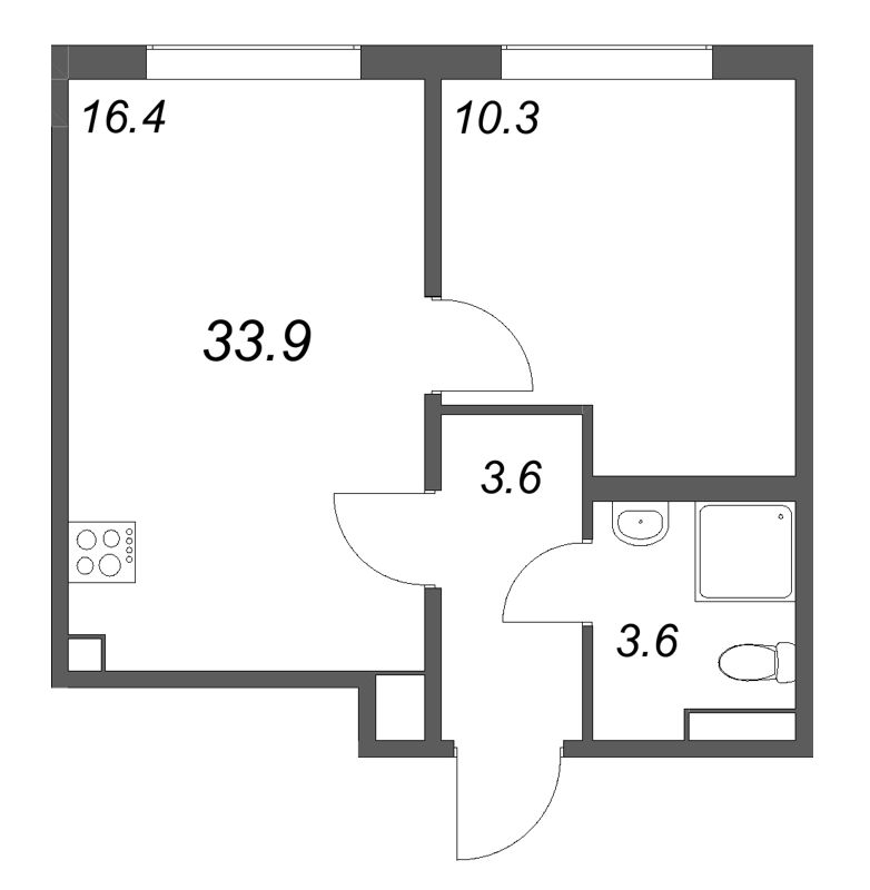 2 ккв (Евро) 33,9 м²