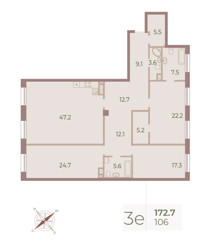 4 ккв (Евро) 173 м²