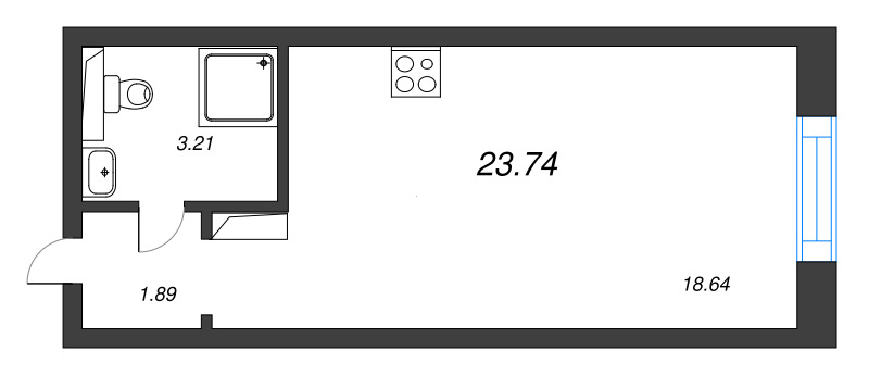 Студия 23,7 м²