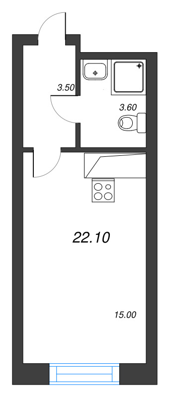 Студия 22,7 м²
