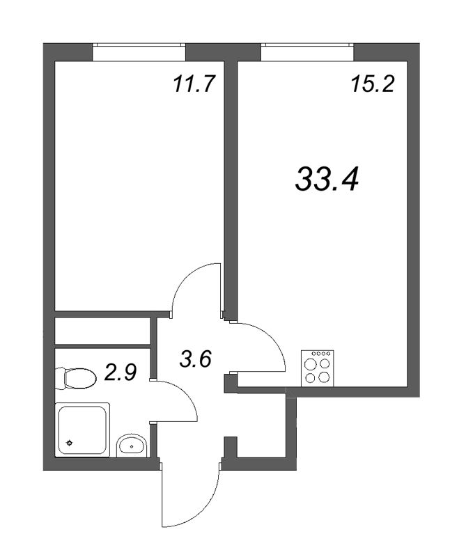 2 ккв (Евро) 33,2 м²