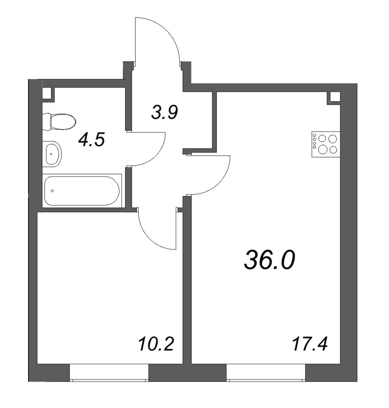 2 ккв (Евро) 36 м²