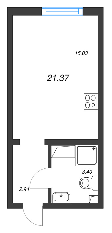 Студия 21,4 м²