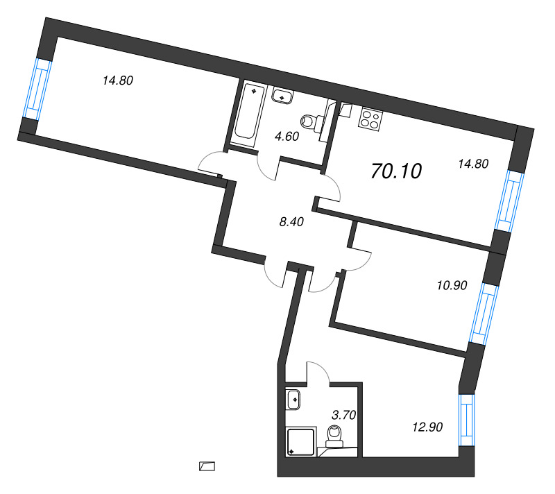 4 ккв (Евро) 70,1 м²
