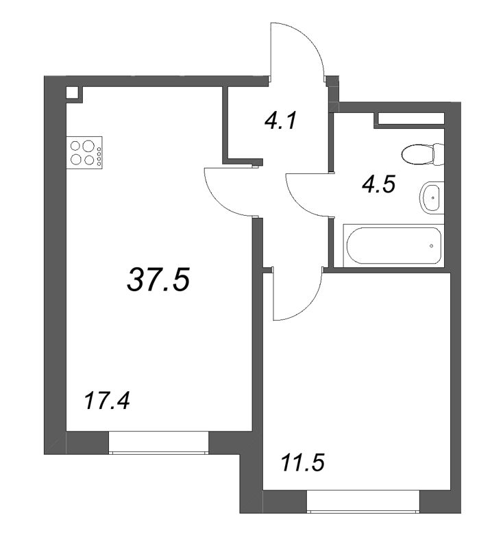 2 ккв (Евро) 37,5 м²