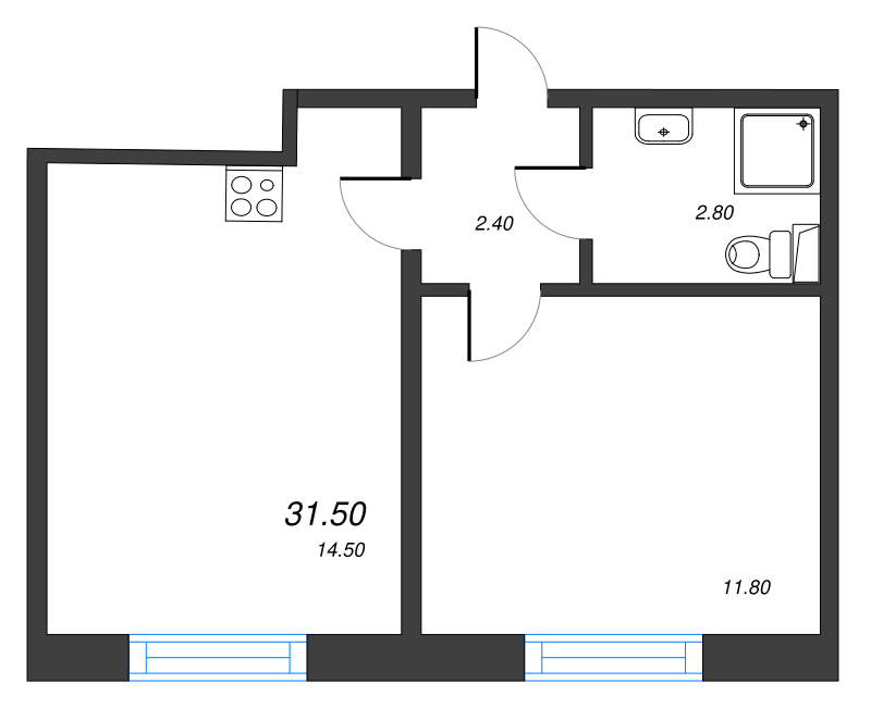 1 ккв 32,8 м²