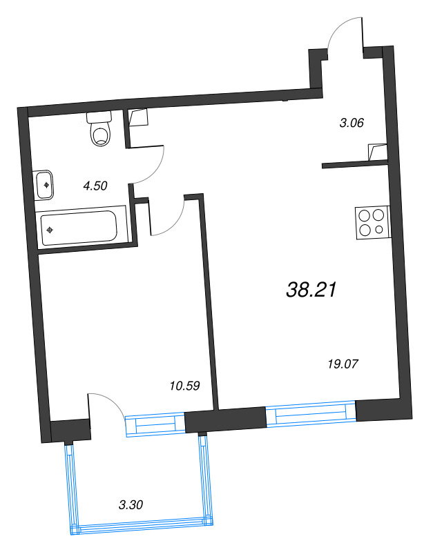 2 ккв (Евро) 38,2 м²