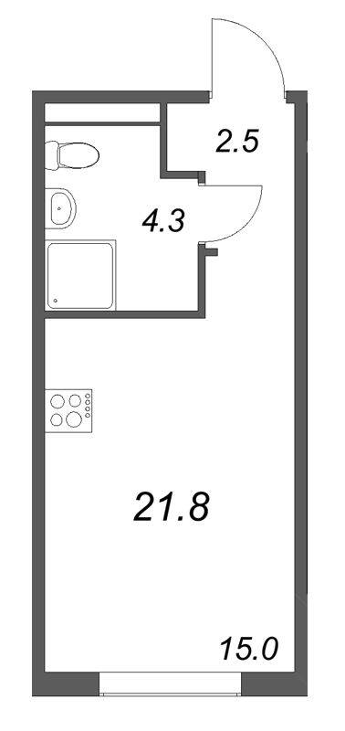 Студия 21,8 м²
