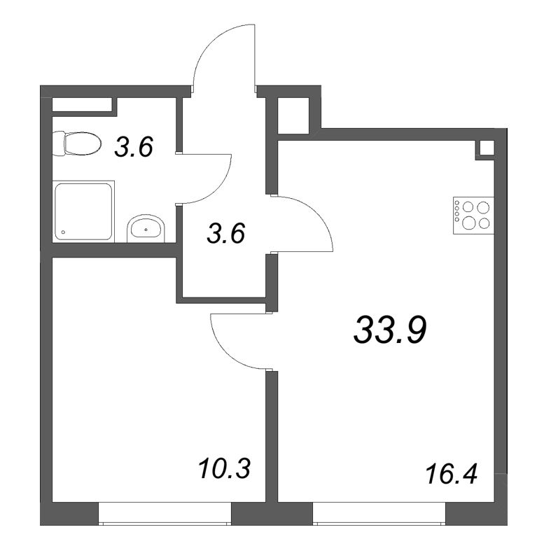 2 ккв (Евро) 33,9 м²