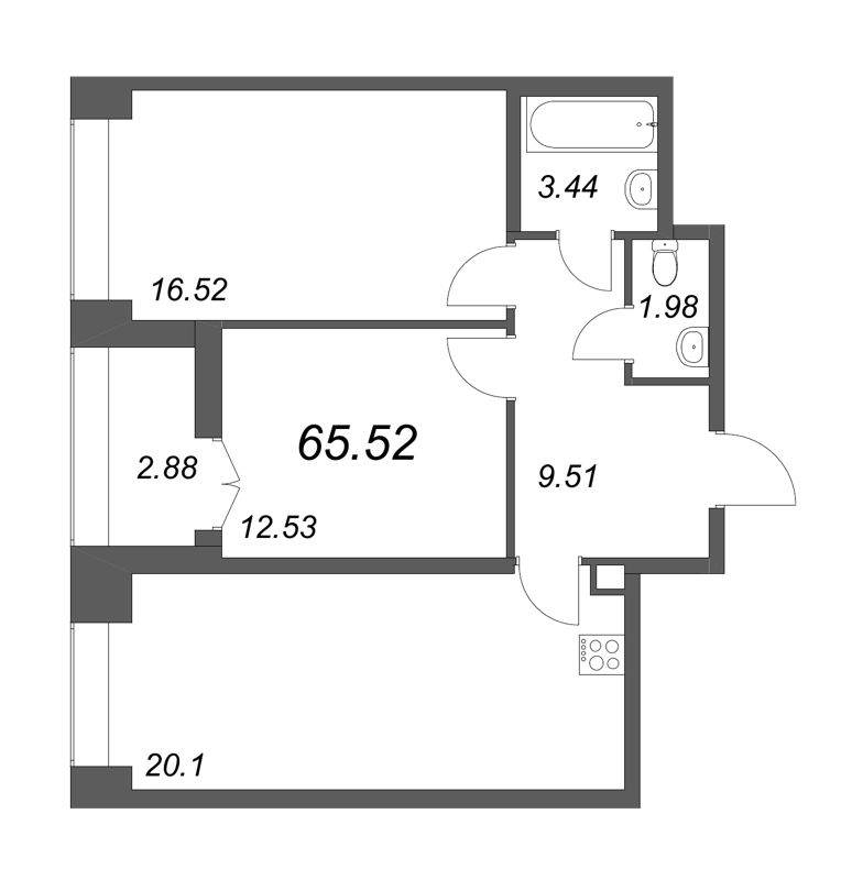3 ккв (Евро) 64,8 м²