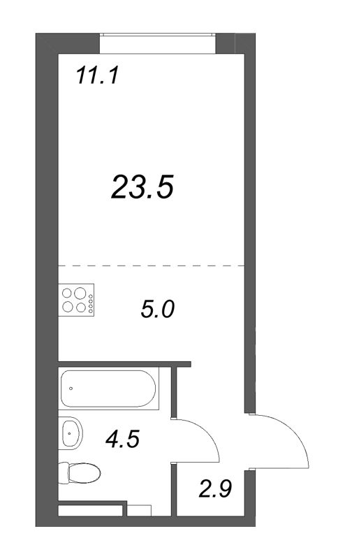 Студия 23,5 м²