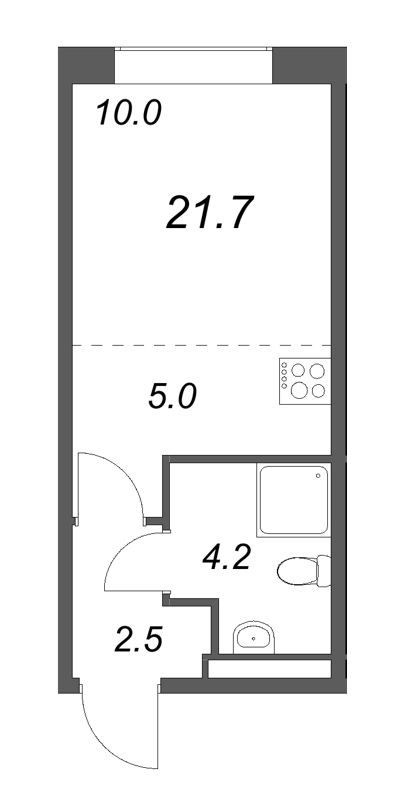 Студия 21,7 м²