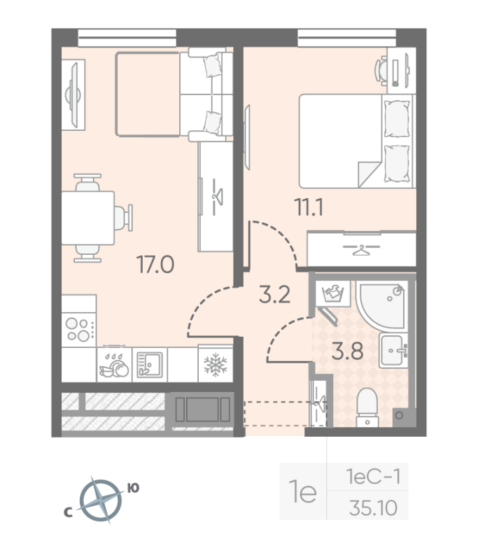 2 ккв (Евро) 35,1 м²