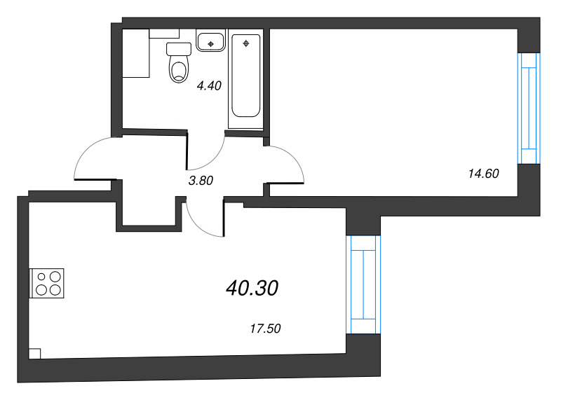 2 ккв (Евро) 40,3 м²