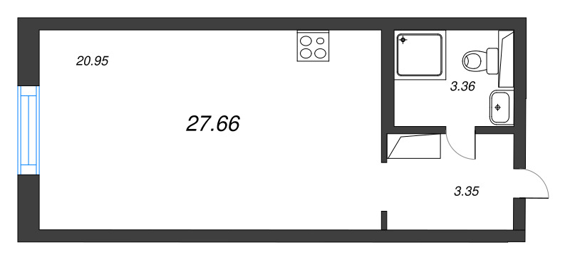Студия 27,7 м²