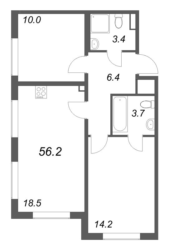 3 ккв (Евро) 56,2 м²