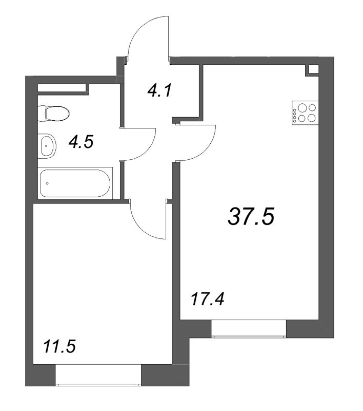 2 ккв (Евро) 37,5 м²