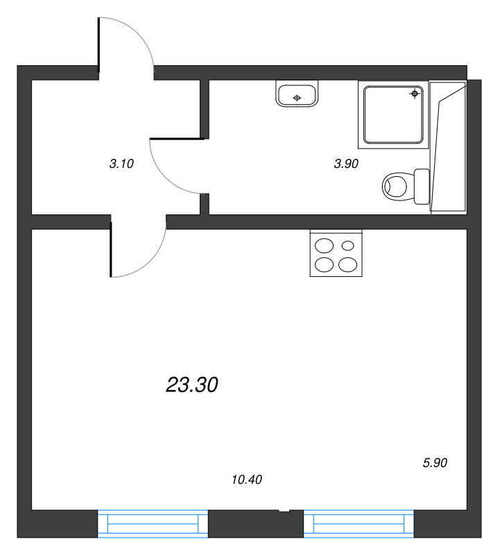 Студия 23 м²